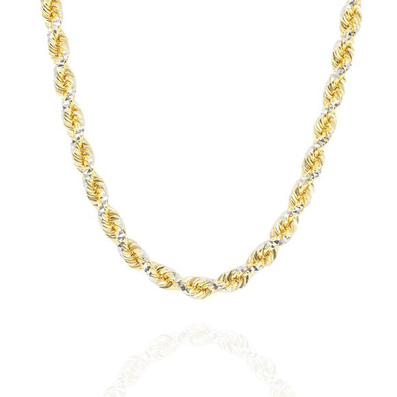 14K Gold Silver Rope Chain THICK 14K GOLD and Silver ROPE chain, 2 tones chain - Picture 1 of 1